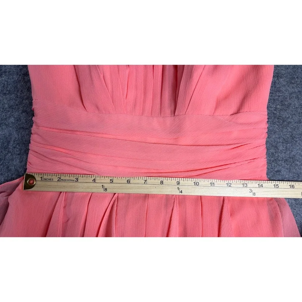 David's Bridal F15555 Dress Womens 6 Peach Strapless Chiffon Bridesmaid Formal - Picture 6 of 8